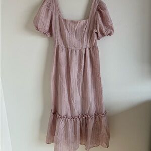 Mauve Puff Sleeve Dress